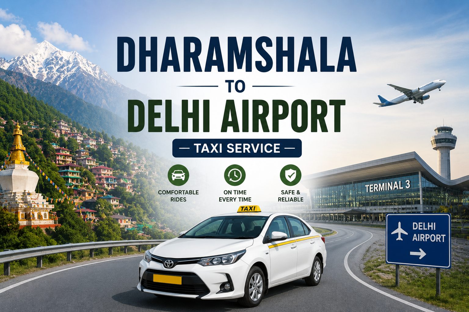 Dharamshala to Delhi Airport Taxi Service